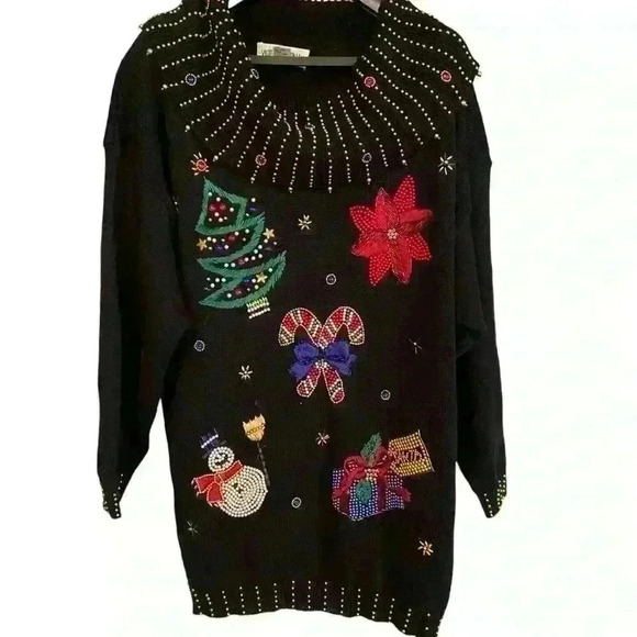 Victoria Harbour Woman Beaded Cowl Christmas Sweater Size 3X Slouchy Tunic - Picture 3 of 15